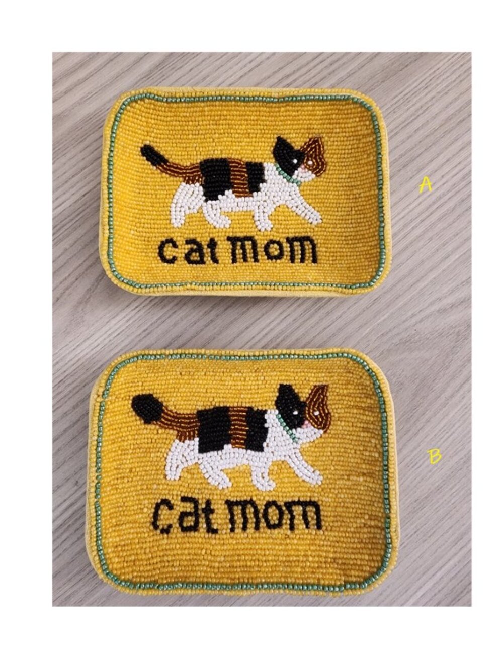 Anthropologie Fiona Cat Mom Beaded Tray Mini Jewelry Trinket NEW - Picture 3 of 5